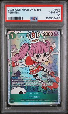 Graded 2025 One Piece Perona #034 OP12 Legacy of the Master PSA 10 Gem Mint