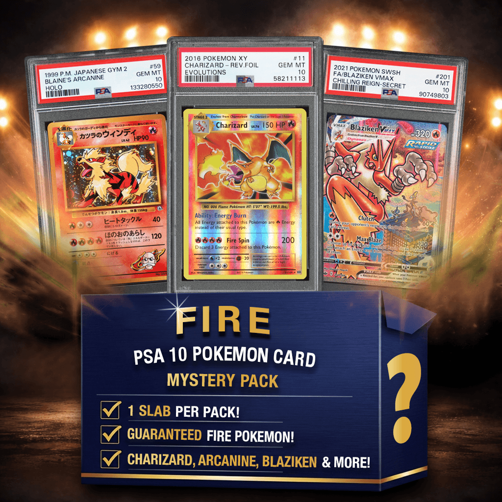Fire Energy Type Pokémon PSA 10 Graded Card Mystery Pack