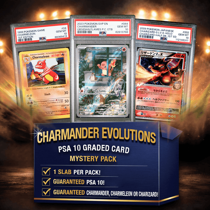 Charmander/Charmeleon/Charizard Evolutions PSA 10 Graded Pokémon Card Mystery Pack