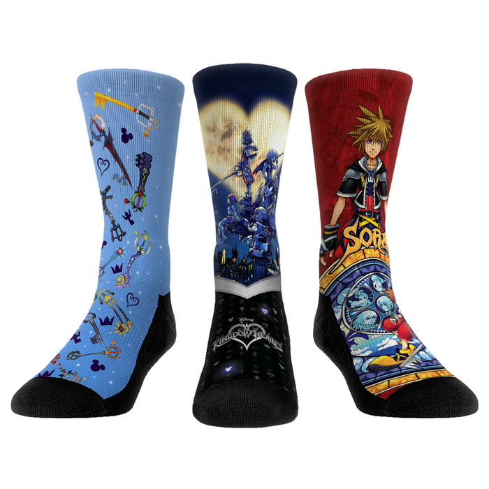 Kingdom Hearts Crew Socks 3-Pack (Sora, Keyblades, Title)